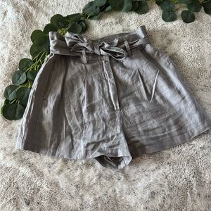 Artisan Ny High Waist Linen Gray Women's Shorts